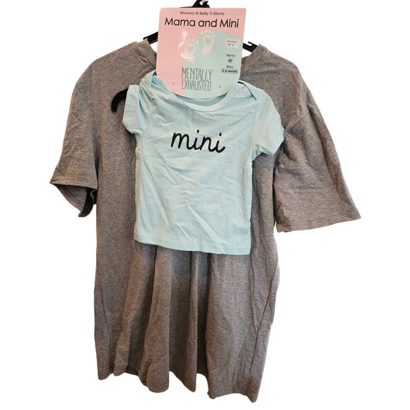 Mama & Mini Mentally Exhausted Mommy Baby T-Shirts Set Mama M Baby 3-6 Months - Picture 3 of 6